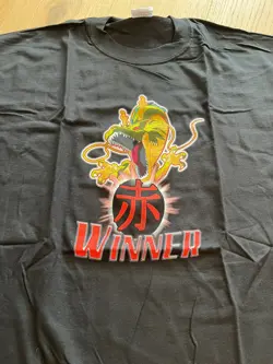 T-shirt DragonBall Z DBZ CCG CARD Tournament WINNER ULTRA RARE UR Red Style - Image 1