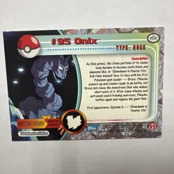 Onix #95 Non-Holo Blue Label Topps Series 2 Pokemon Card - Image 2