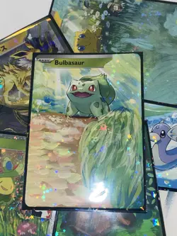 Bulbasaur Full Art Painted Finished Pokemon Card ACEO Custom Art 1/1 - Image 1