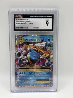 CGC 9 MINT M Blastoise EX 2016 Evolutions 22/108 Holo Pokemon Card - Image 1