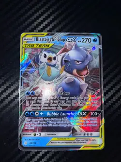 Blastoise & Piplup GX 38/236 Sm-Cosmic Eclipse Holo Pokemon TCG Card - Image 2
