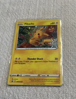 Pokemon Pikachu SWSH153 Promo Holo Card Thunder Shock 2022 English - Image 1