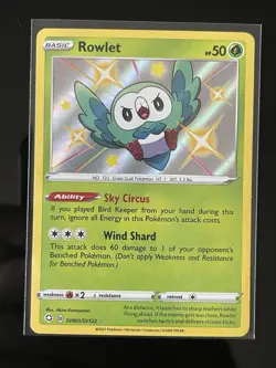 Pokemon Rowlet Shining Fates Shiny Vault SV001/SV122 Shiny Holo Rare 50 HP Engl… - Image 1