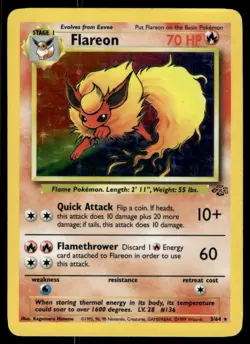 *WED NIGHT* Flareon 3/64 Jungle Holo Rare - Image 1