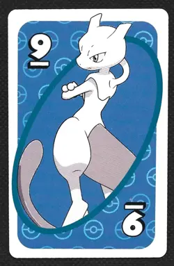 Pokemon 2020 UNO Mewtwo Blue Asia Back #9 Mattel Near Mint/Mint - Image 1