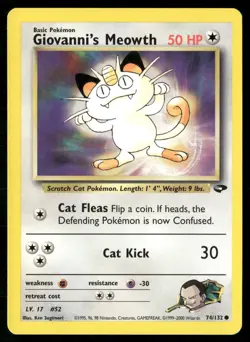 ✰ GIOVANNI'S MEOWTH 74/132 UNLIMITED COMMON GYM CHALLENGE POKEMON ✰ HP - Image 2