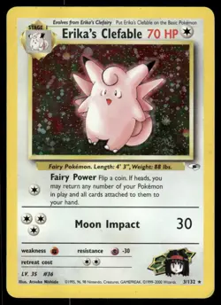 *WED NIGHT* Erika's Clefable 3/132 Gym Heroes Holo Rare - Image 1