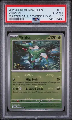 PSA 10 - VIRIZION 010/086 - MASTER BALL REVERSE HOLO WHITE FLARE POKEMON - Image 1