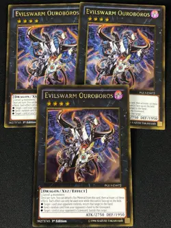 YUGIOH EVILSWARM OUROBOROS PGL3-EN072 1ST GOLD X3 (NM) - Image 1