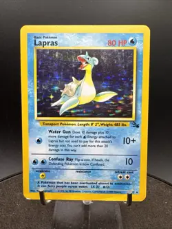 1999 Pokemon LAPRAS Fossil Set HOLO Foil Rare Unlimited Edition Card 10/62 - Image 2