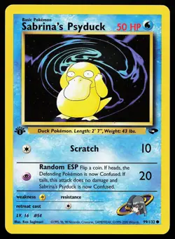 Sabrina's Psyduck 99/132 Common 1st Edition Gym Challenge Pokemon Card - Image 1