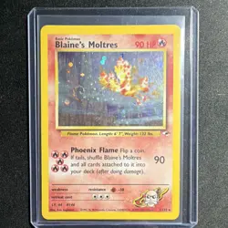 Pokemon Blaine's Moltres Holo Rare 90HP Gym Heroes 001/132 English Card 2000 - Image 1