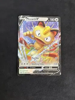 Meowth V SWSH004 SWSH: Sword & Shield Promo Holo Pokemon TCG - NM/LP - Image 1
