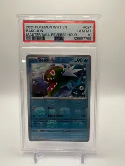 POKEMON 2025 White Flare Master Ball Reverse Holo BASCULIN #024 PSA 10 LOW POP - Image 3