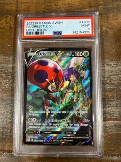 POKEMON 2022 SWSH Lost Origin Full Art ORBEETLE V #TG12 PSA 9 Mint RARE 2 - Image 1