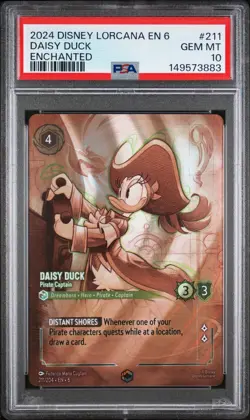 2024 Disney Lorcana EN-6 Azurite Sea 211 Daisy Duck - Pirate Captain PSA 10 - Image 1