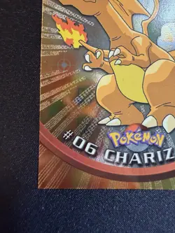 Topps Pokemon #06 Charizard Holo Foil TV Animation Series 1 Black Logo Rays NM - Image 4
