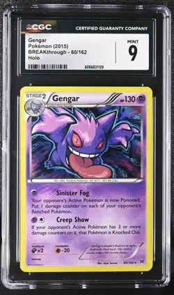 CGC 9 MINT Gengar 2015 BREAKthrough 60/162 Holo Pokemon Card - Image 1