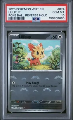 White Flare Pokemon Cards Lillipup Poke Ball Reverse Holo Psa 10 - Image 1