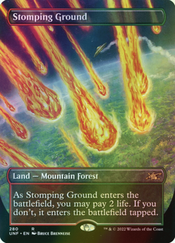 MTG Stomping Ground Borderless Full Art Foil ** Unfinity ** English (NM) - Image 1