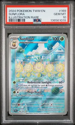 Pokemon Twilight Masquerade Sunflora 169 PSA 10 - Image 1