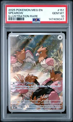 2025 POKEMON MEG EN-MEGA EVOLUTION ILLUSTRATION RARE #151 SPEAROW PSA 10 - Image 1