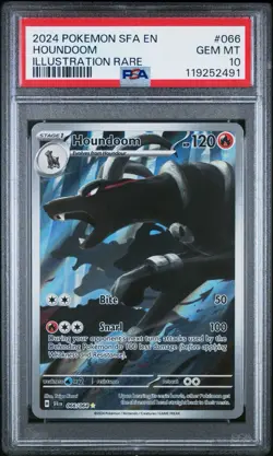 PSA 10 GEM MINT Houndoom 066/064 Shrouded Fable IR Holo Pokemon Card - Image 1