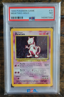 1999 POKEMON BASE SET UNLIMITED #10 MEWTWO-HOLO PSA 7 - Image 1