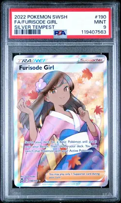 2022 POKEMON SWORD & SHIELD SILVER TEMPEST #190 FULL ART/FURISODE GIRL PSA 9 - Image 1