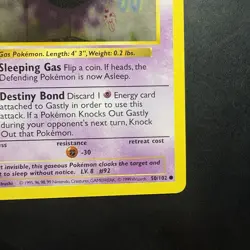 Pokemon Vintage 1st Edition Gastly 050/102 Base Set (Shadowless) Wotc 1999 - Image 4