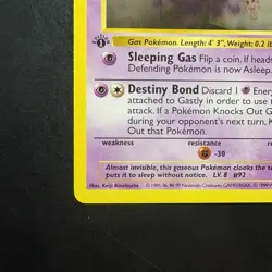 Pokemon Vintage 1st Edition Gastly 050/102 Base Set (Shadowless) Wotc 1999 - Image 5