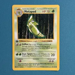 Pokemon Vintage 1st Edition Metapod 054/102 Base Set (Shadowless) Wotc 1999 - Image 1