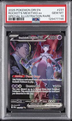 2025 POKEMON DRI EN-DESTINED RIVALS #231 TEAM ROCKET'S MEWTWO EX PSA 10 - Image 1