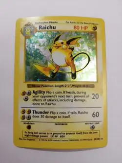 Pokemon TCG Raichu 14/102 Base Set Shadowless Holo Rare LP - Image 1