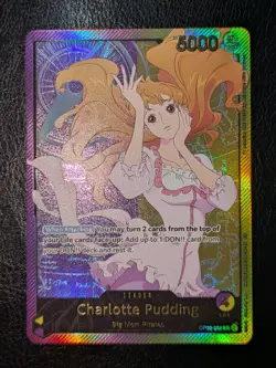 One Piece EB02 EN OP08-058 Charlotte Pudding SPR Gold Leader - Image 1