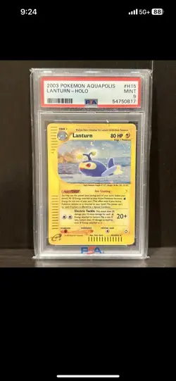 Pokemon 2003 Aquapolis Lanturn Holo H15/H32 PSA 9 Mint SWIRL Graded WOTC - Image 1