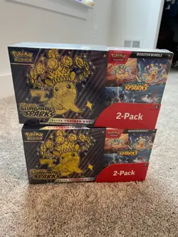 Pokemon Surging Sparks Elite Trainer Box + Booster Bundle (2 LOTS) IN HAND - Image 1
