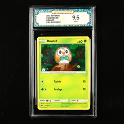 TQG 9.5 MINT+ 2016 Pokemon ENG Rowlet 9/149 C - Image 1