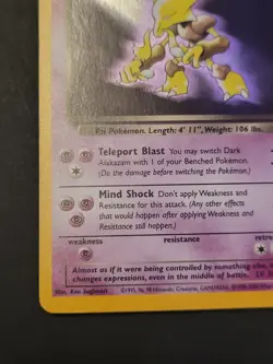 Pokemon Dark Alakazam TCG Team Rocket Holo Card 1/82 Unlimited - Image 4