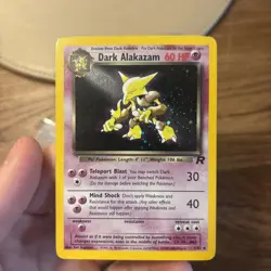 Pokemon TCG Dark Alakazam 1/82 Team Rocket Holo Card Unlimited WOTC Swirl - Image 1
