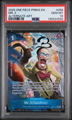 2025 One Piece PRB02 EN Mr.3 Galdino Alternate Art OP09-056 PSA 10 - POP 18 💎 - Image 1