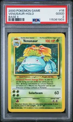 Venusaur Holo Pokemon 2000 Base Set 2 PSA 2 #018 Low Pop - Image 2
