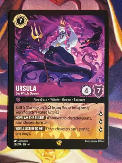 NON FOIL Ursula - Sea Witch Queen 58/204 LEGENDARY Disney Lorcana URSULAS RETURN - Image 1