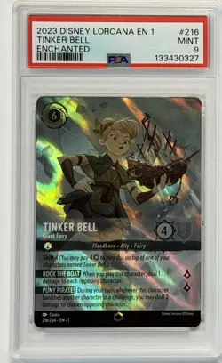 DISNEY LORCANA #216 TINKER BELL - GIANT FAIRY EN THE FIRST CHAPTER PSA 9 [327] - Image 1