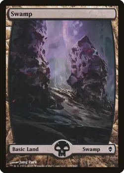 Swamp (239) Zendikar HEAVILY PLD Basic Land Extended / Full Art CARD ABUGames - Image 1