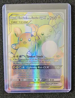 Raichu & Alolan Raichu GX 241/236 Rainbow Rare Tag Team Pokemon Card - Image 4