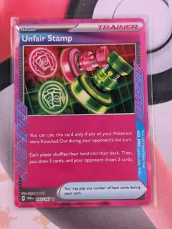 Unfair Stamp (165/167) - ACE Spec Rare - Pokemon TCG S&V : Twilight Masquerade - Image 1