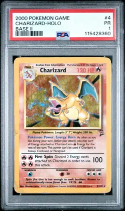 2000 POKEMON GAME BASE II #4 CHARIZARD-HOLO PSA 1 - Image 1