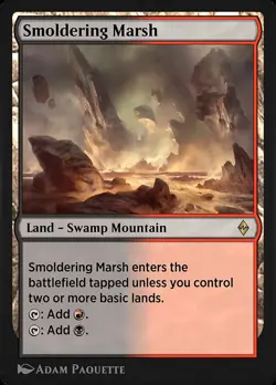 1x Smoldering Marsh Battle Zendikar NM x1 Mtg Magic the Gathering Changie - Image 1