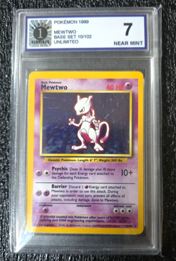Vintage 1999 Pokemon Mewtwo Holo – Base Set Unlimited – Graded 7 NM WOTC TCG - Image 1